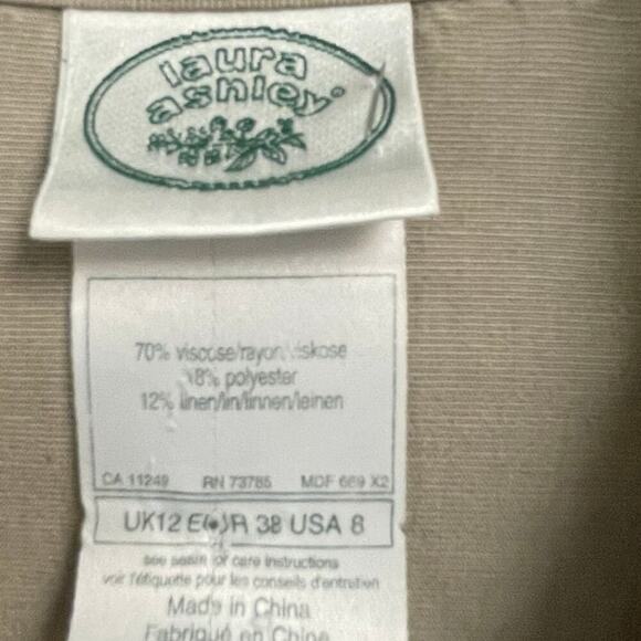 Vintage Laura Ashley Linen Blend Size 8 Long Dress Lagenlook Minimalist Midi - Picture 3 of 4